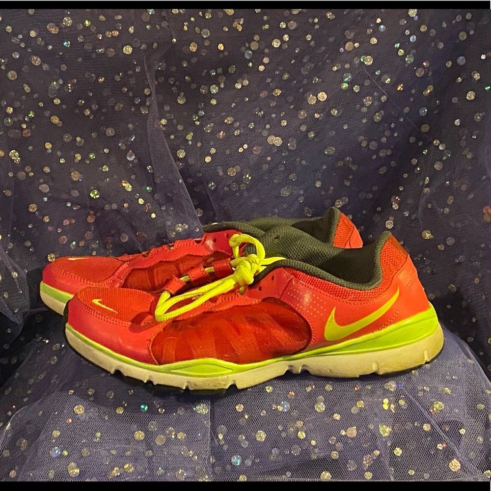 Nike pink/lime green tennis shoes size 8